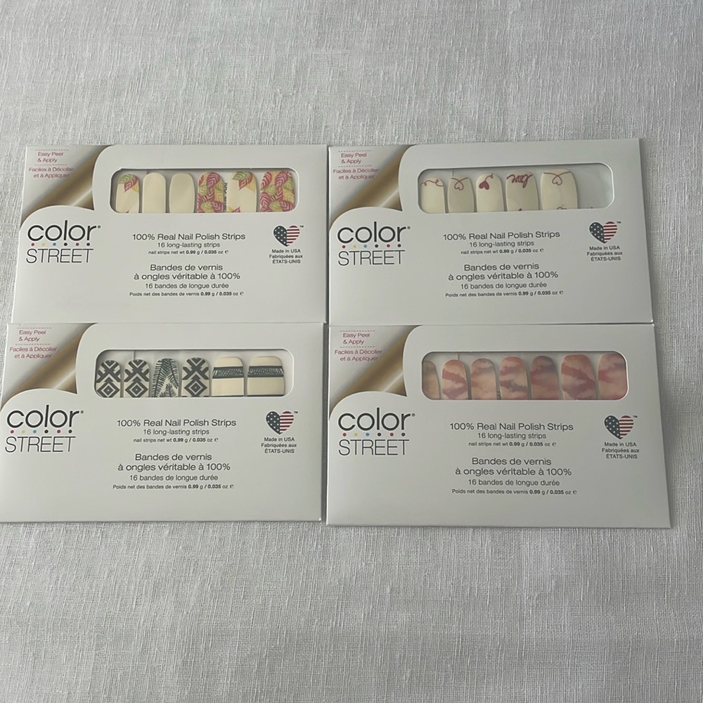 New! Lot of 4 Color Street Nail Polish Strips Fun!